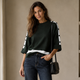 Oversized Trui met Sierknopen - Legergroen