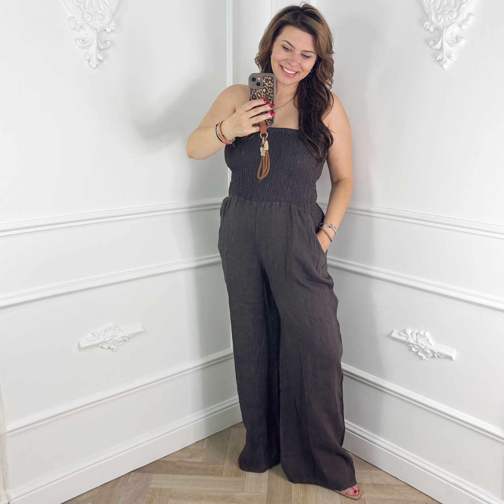 Linnen Jumpsuit Bruin