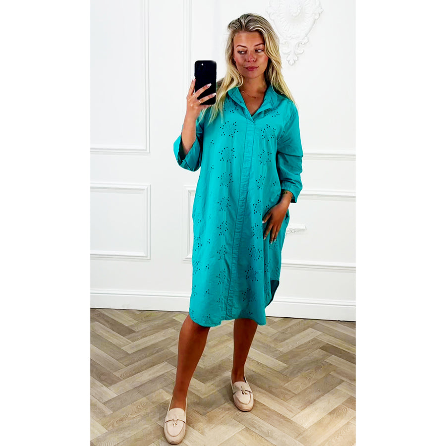 Katoenen Zomerjurk turquoise