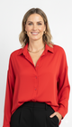 Rode Blouse met Rugplooien Dames Formele Back Pleated Shirt