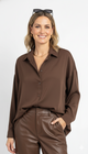 Bruine Blouse met Rugplooien Dames Formele Back Pleated Shirt