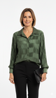 Groene Geplooide Blouse Dames Formele Pleated Shirt