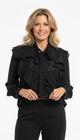 Zwarte Ruffle Shirt Dames Formele Blouse met Ruffles