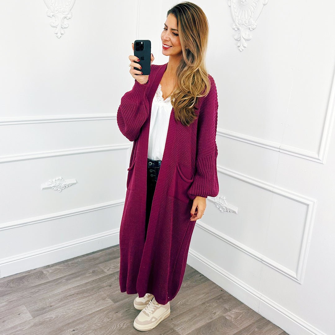 Gebreid Maxi Vest Aubergine - BlushFashionstore
