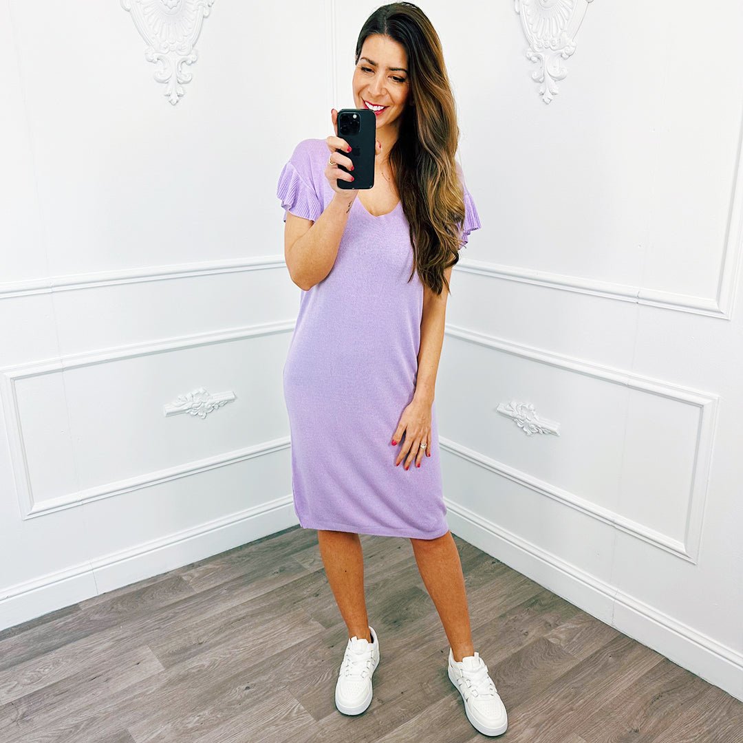 Gebreide Jurk Ruffel Lila - BlushFashionstore