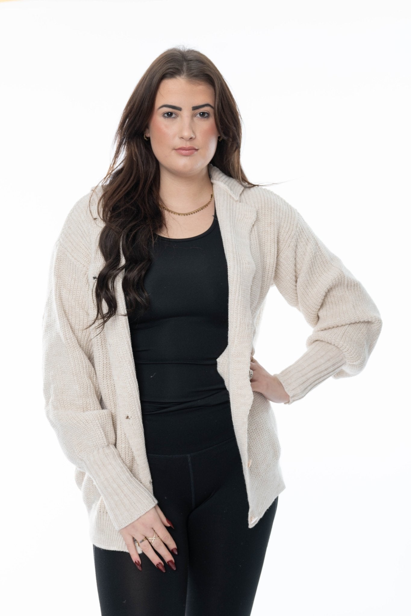 Gebroken Witte Oversized Cardigan – Cozy Chic - BlushFashionstore