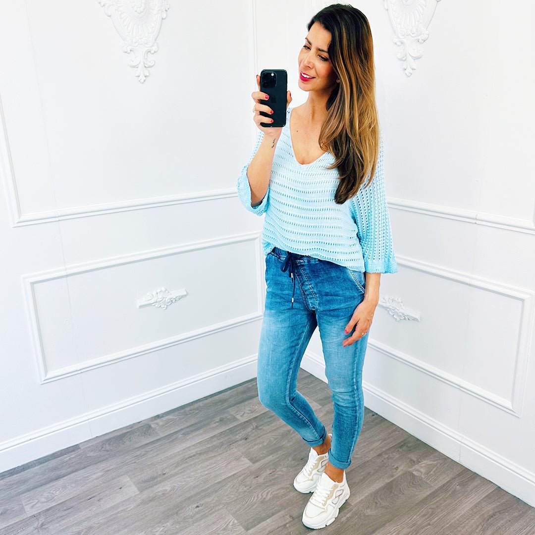 Gehaakte Top Basic Lichtblauw - BlushFashionstore