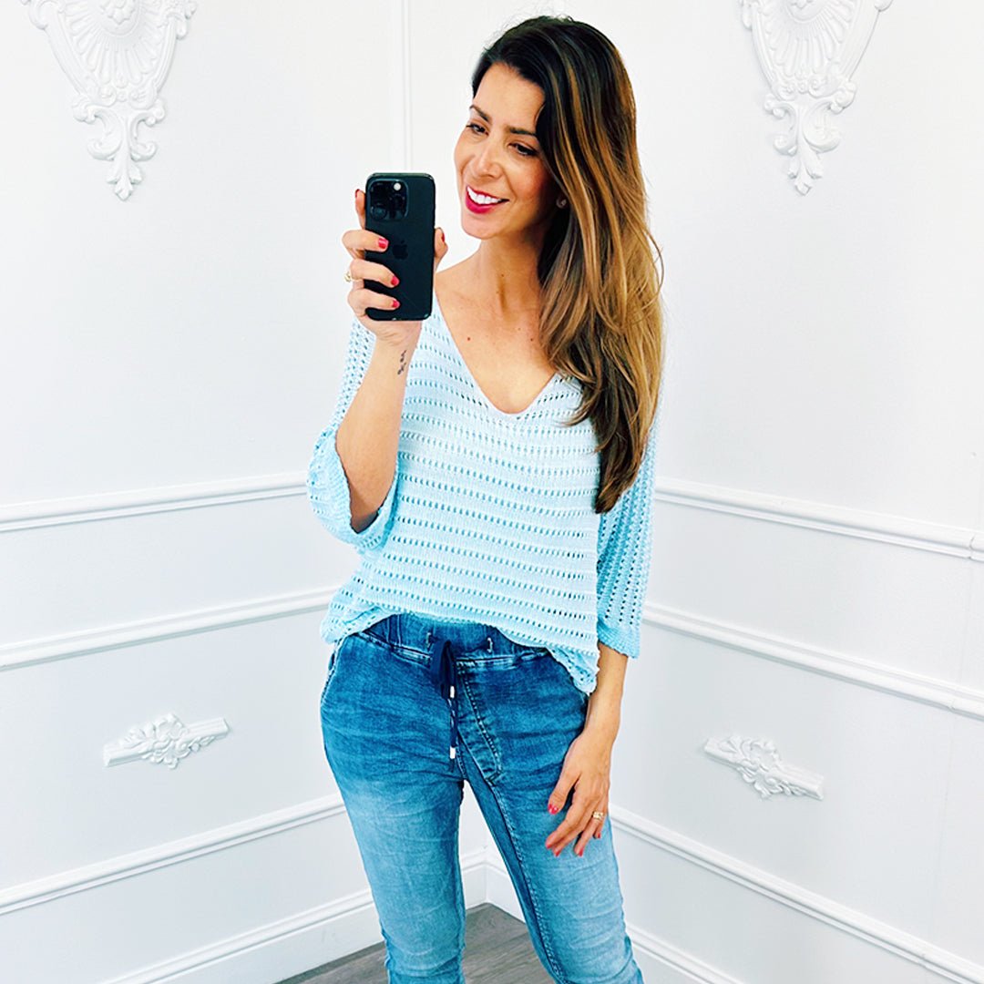 Gehaakte Top Basic Lichtblauw - BlushFashionstore