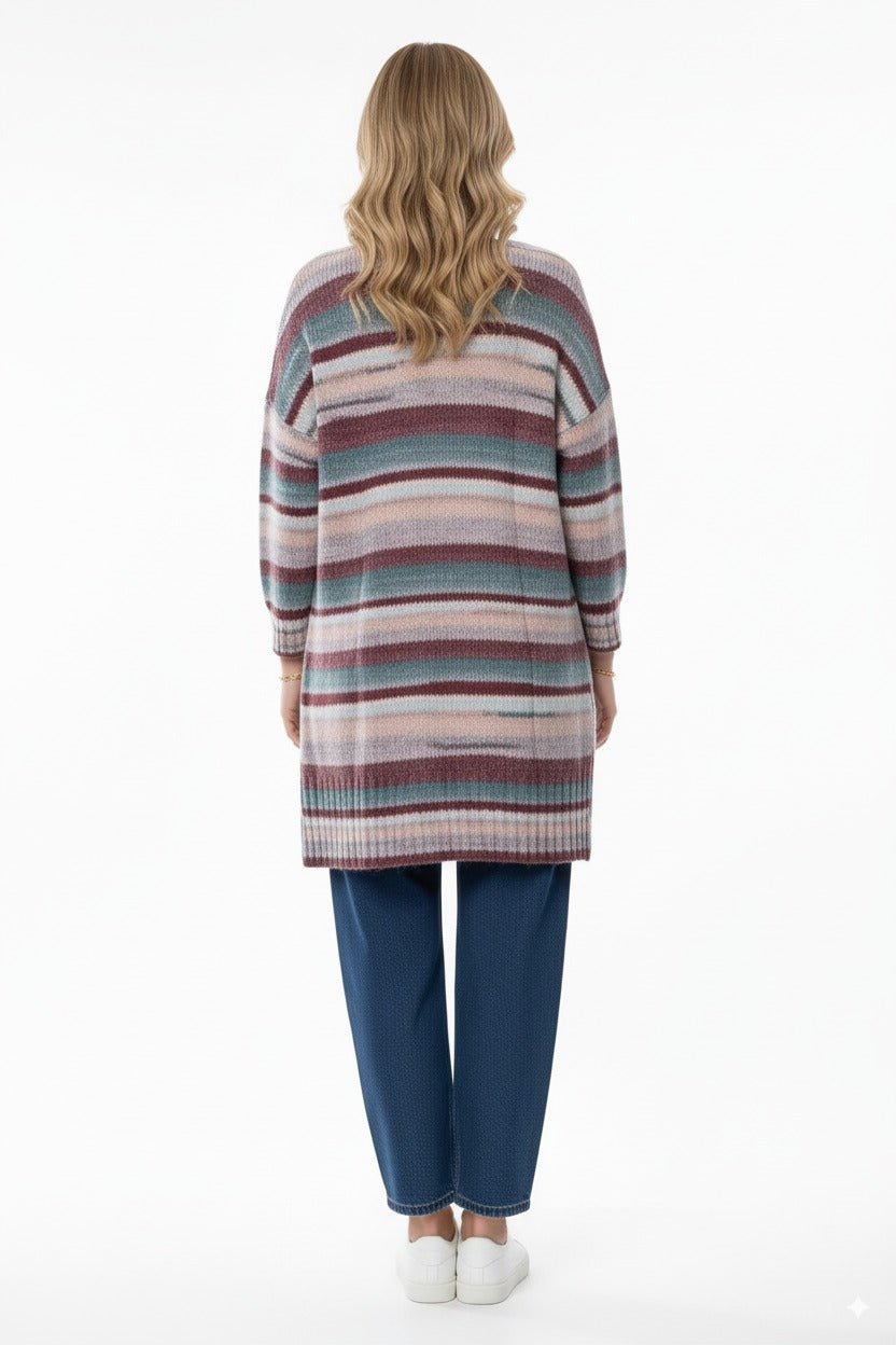 Gestreept Dames Vest – Lange Open Cardigan - BlushFashionstore