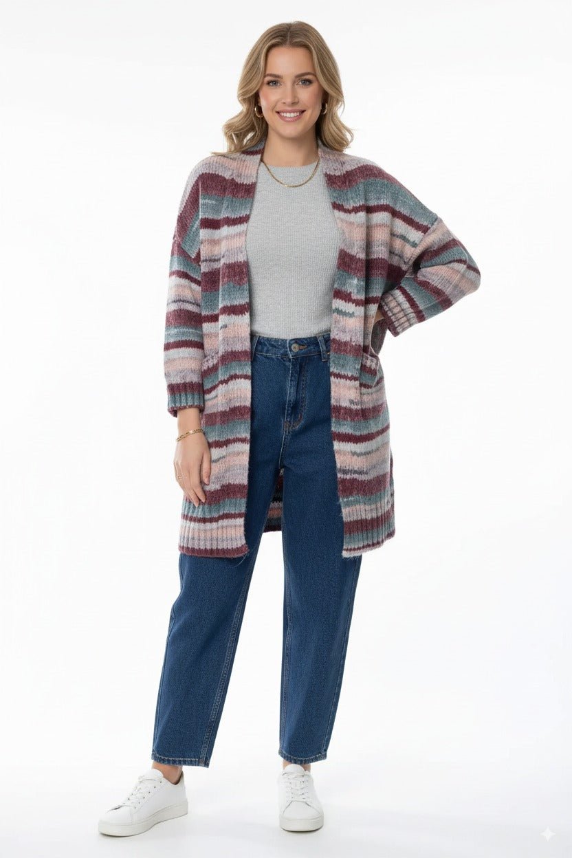 Gestreept Dames Vest – Lange Open Cardigan - BlushFashionstore