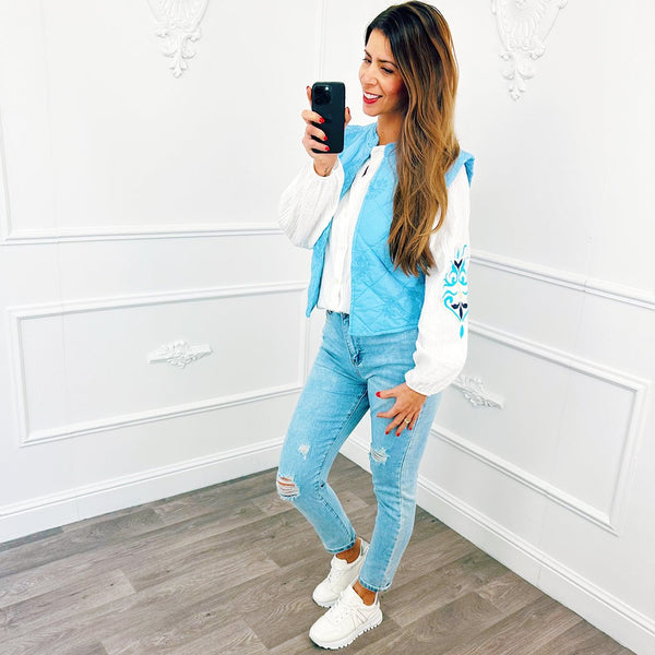 Gilet Barok Blauw Sale - BlushFashionstore