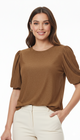 Camel Glitter Blouse Dames Feestelijke Top Beige