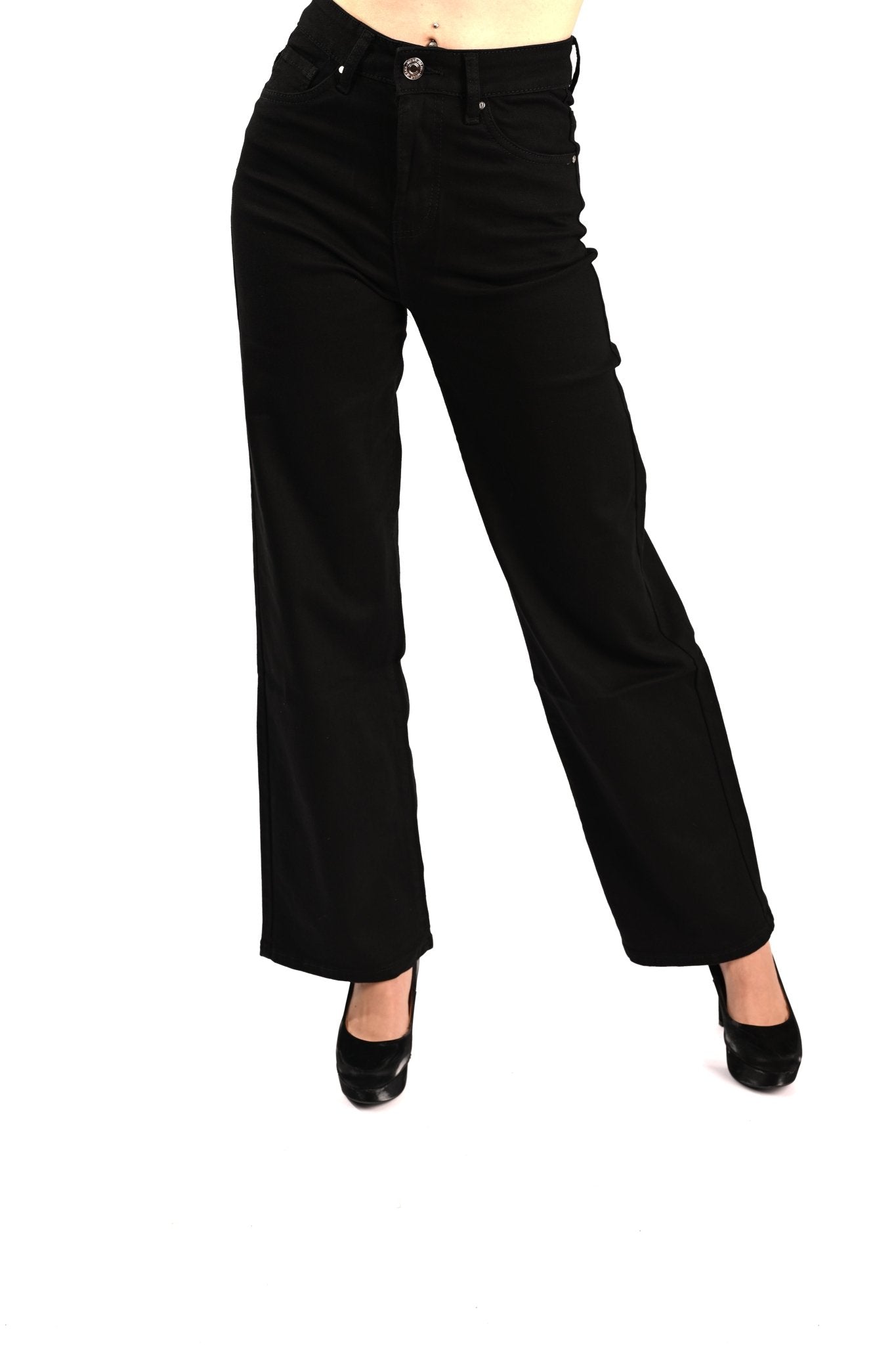 Goodies Wide - Leg Soft Jeans Zwart – Tijdloze Zwarte Denim met Comfort Fit - BlushFashionstore