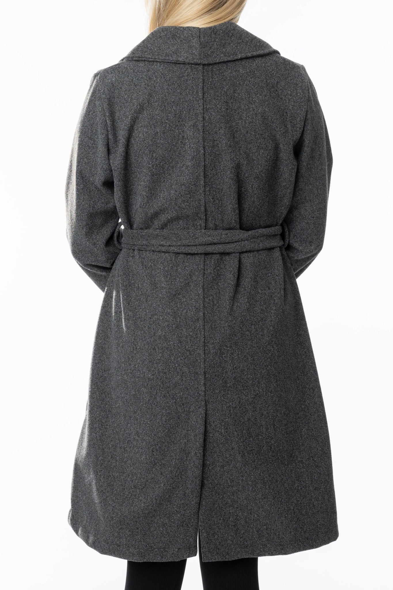Grijze Manteljas met Ceintuur – Dames - BlushFashionstore