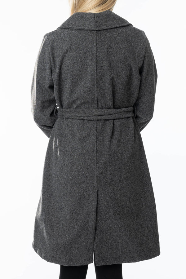 Grijze Manteljas met Ceintuur – Dames - BlushFashionstore