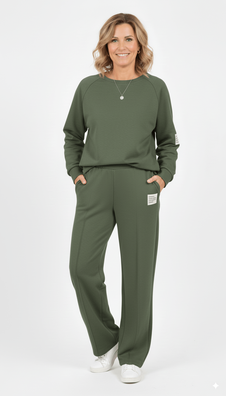 Groen Joggingpak Dames – Comfortabele Loungewear Set met Sweater en Broek - BlushFashionstore
