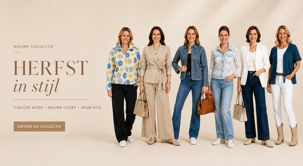 Herfstcollectie BlushFashionstore: zes vrouwen in herfstlooks met blazers, vesten, jeans en tassen – Herfst in stijl