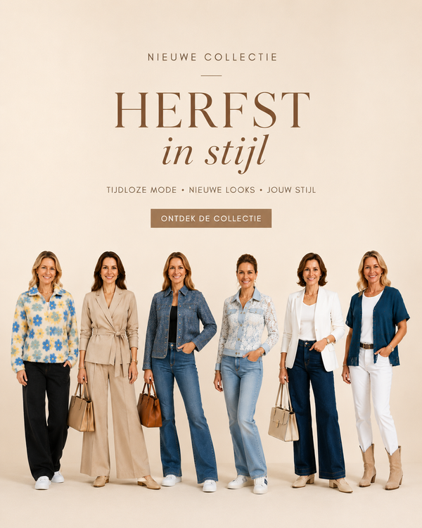 Herfstcollectie BlushFashionstore: zes vrouwen in herfstlooks met blazers, vesten, jeans en tassen – Herfst in stijl