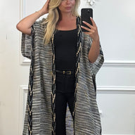 Gestreepte kimono met franjes dames
