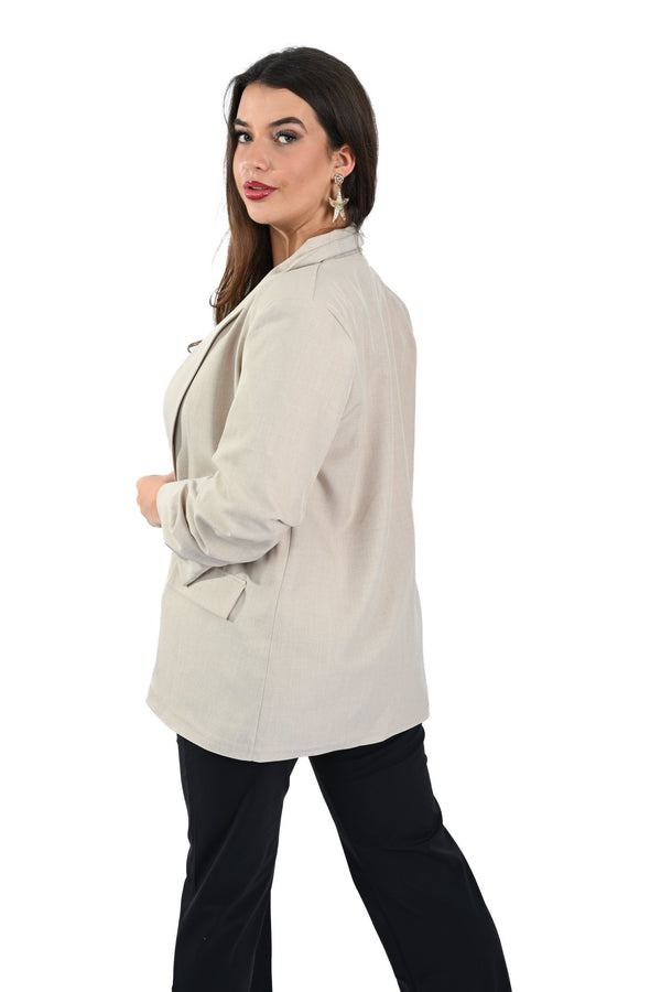 
                    
                      Italia Moda Beige Casual Blazer – Dames Blazer met Driekwart Mouwen - BlushFashionstore
                    
                  