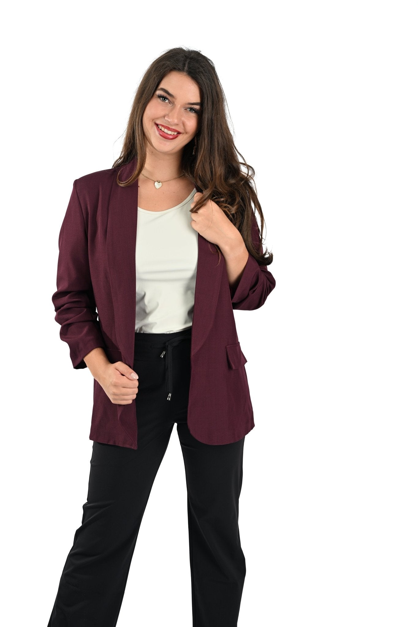 Italia Moda Fuchsia Casual Blazer – Dames Blazer met Driekwart Mouwen - BlushFashionstore