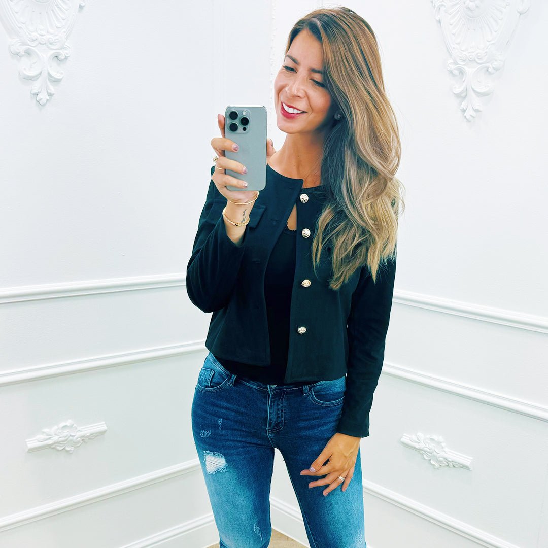 Jasje Soft Button Zwart - BlushFashionstore