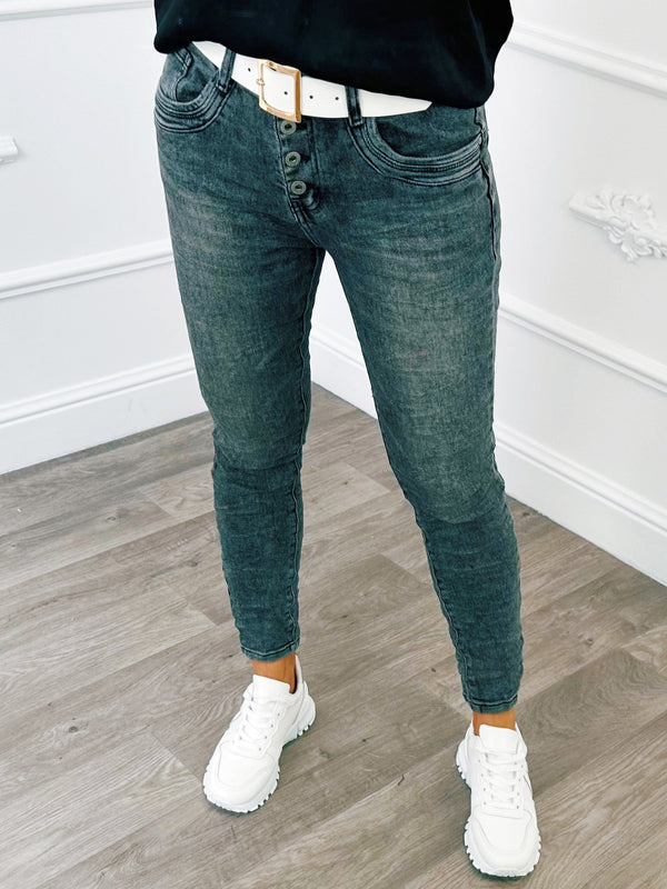 Jeans Button Grijs - BlushFashionstore
