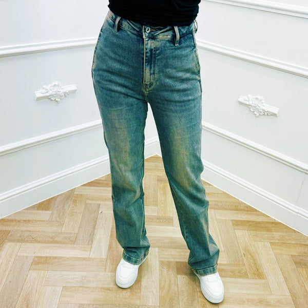 Jeans Wide Leg Vintage Blauw - BlushFashionstore