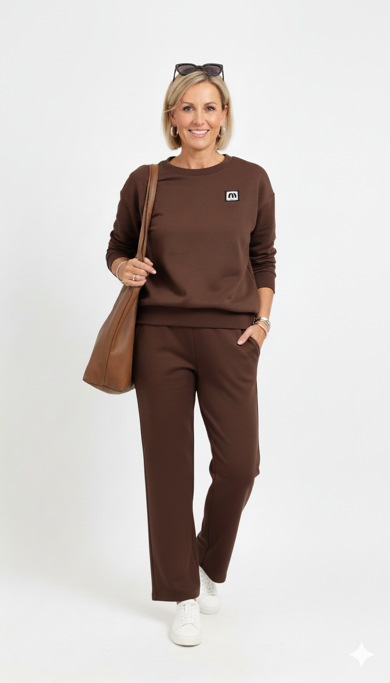 Bruin dames trainingspak met sweater en broek