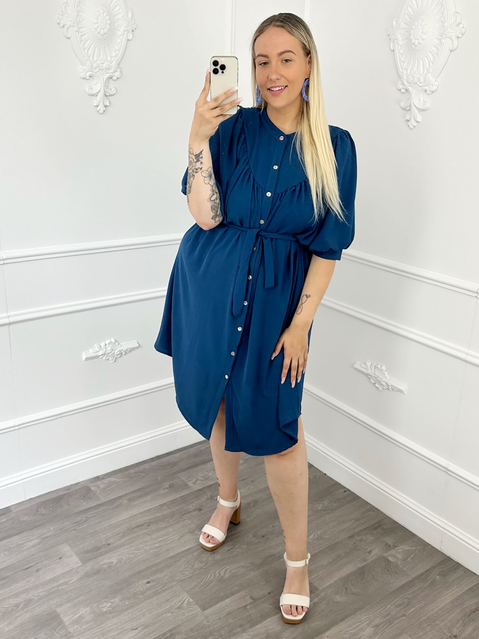 Jurk Volant Marine Blauw