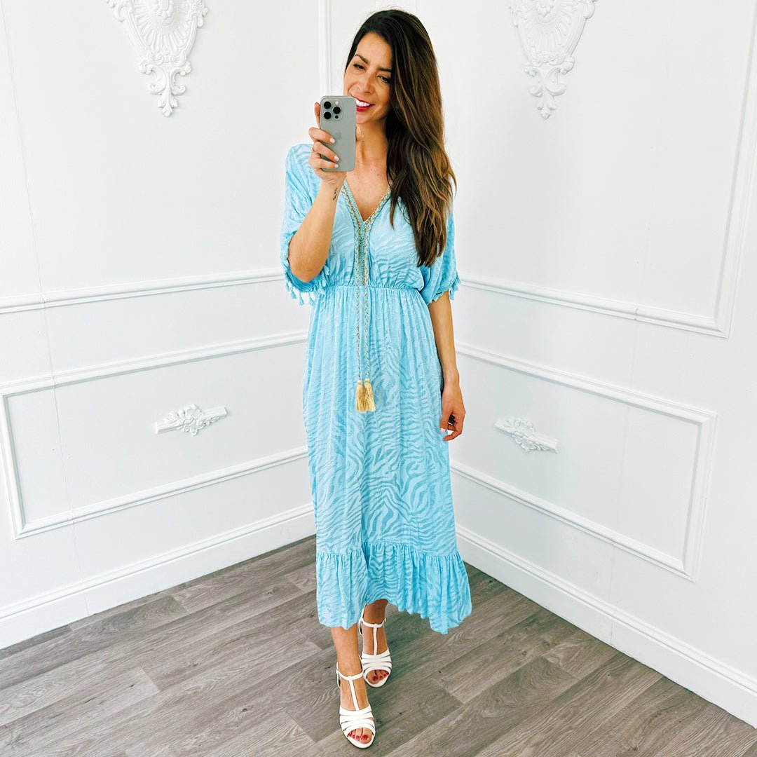 Jurk Zebra Lichtblauw - BlushFashionstore