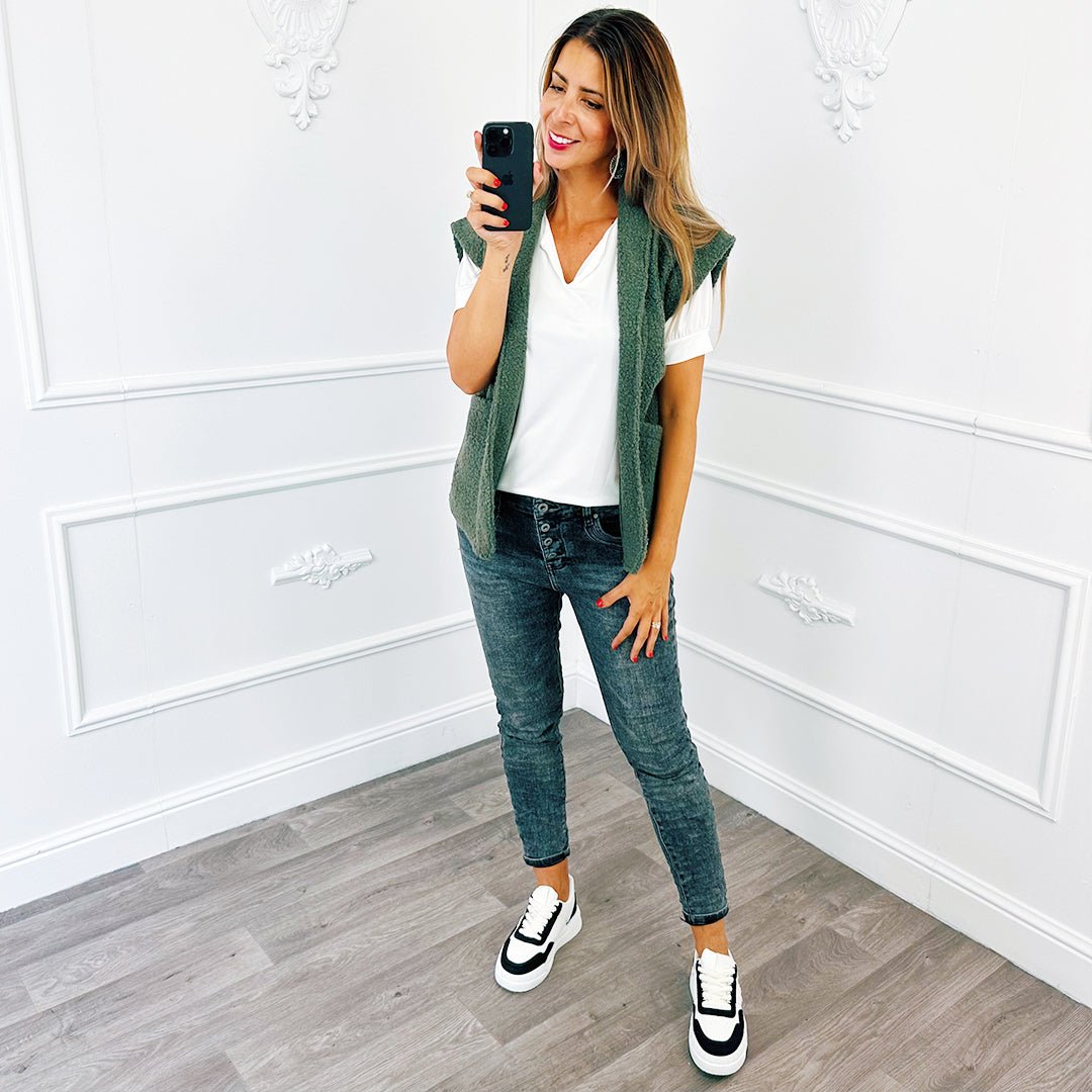 Kapmouw Teddy Gilet Army - BlushFashionstore