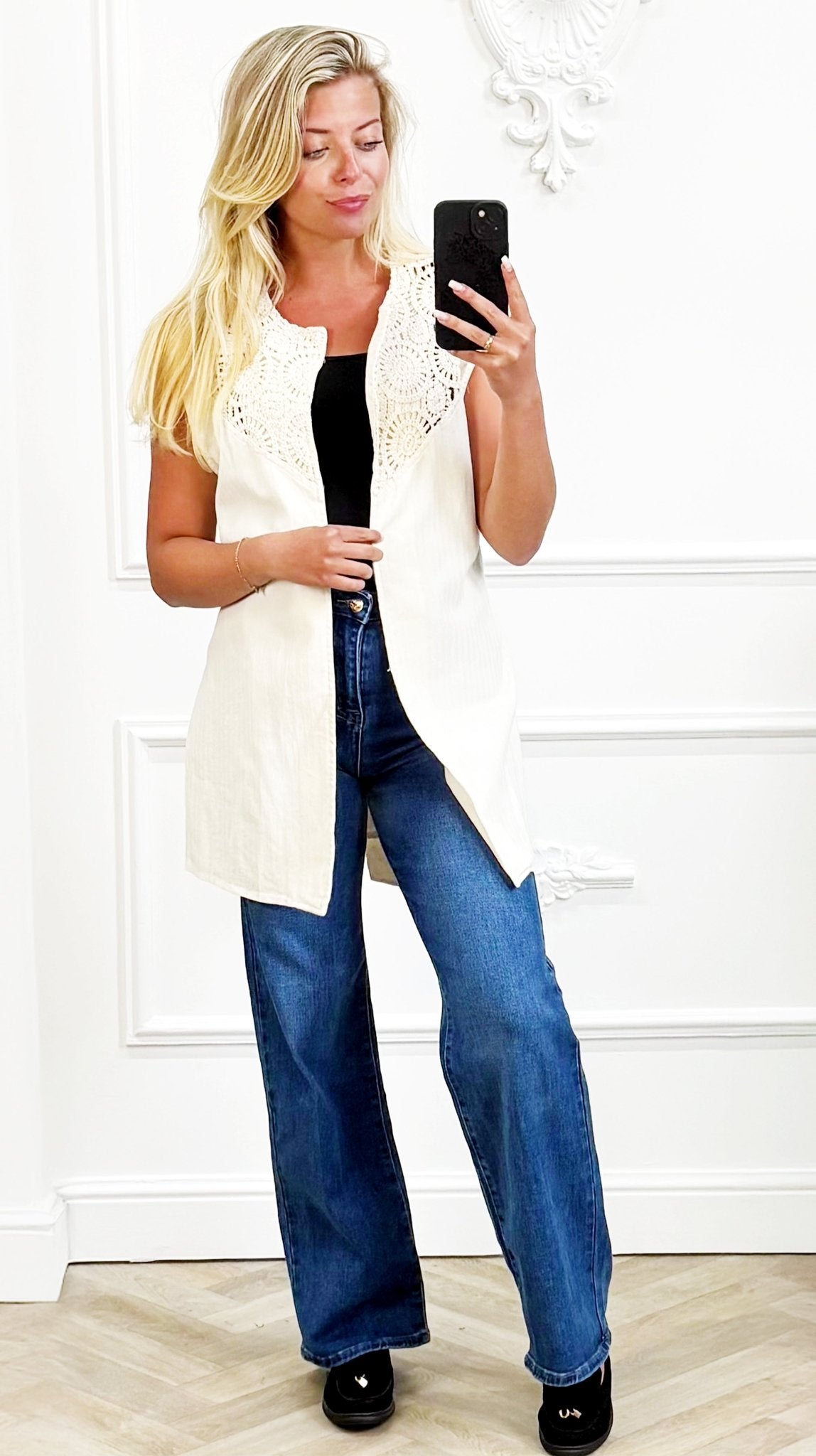 Katoenen kimono met gehaakte halslijn - BlushFashionstore