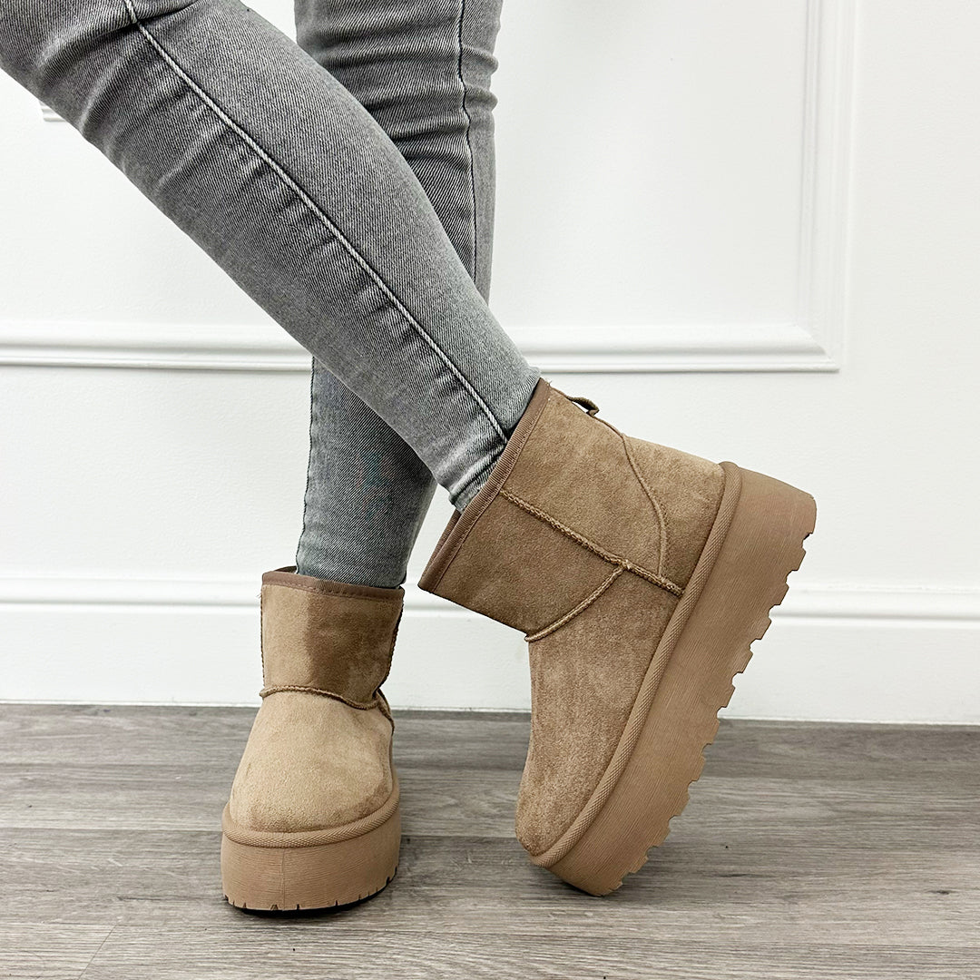 Platform Boots Mini Taupe