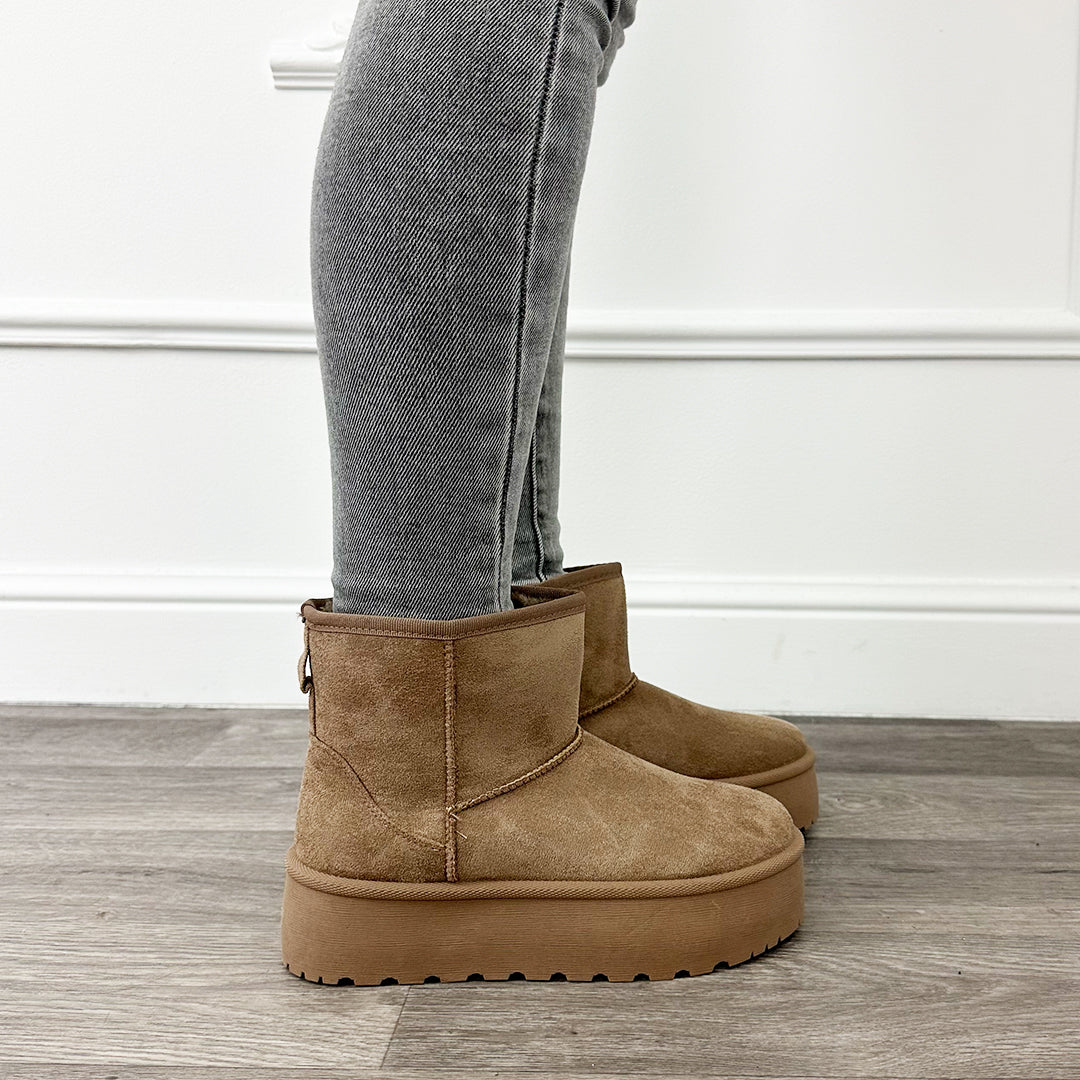 Platform Boots Mini Taupe