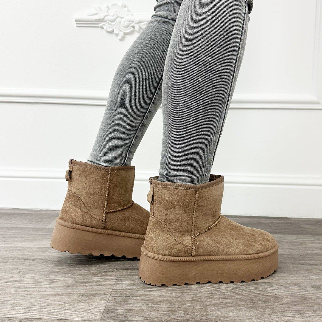 Platform Boots Mini Taupe