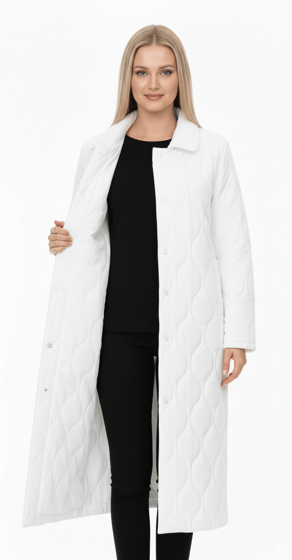 Lange Witte Quilted Jas – Dames - BlushFashionstore