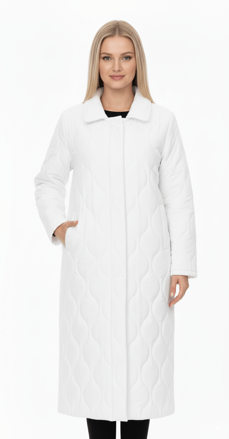 Lange Witte Quilted Jas – Dames - BlushFashionstore