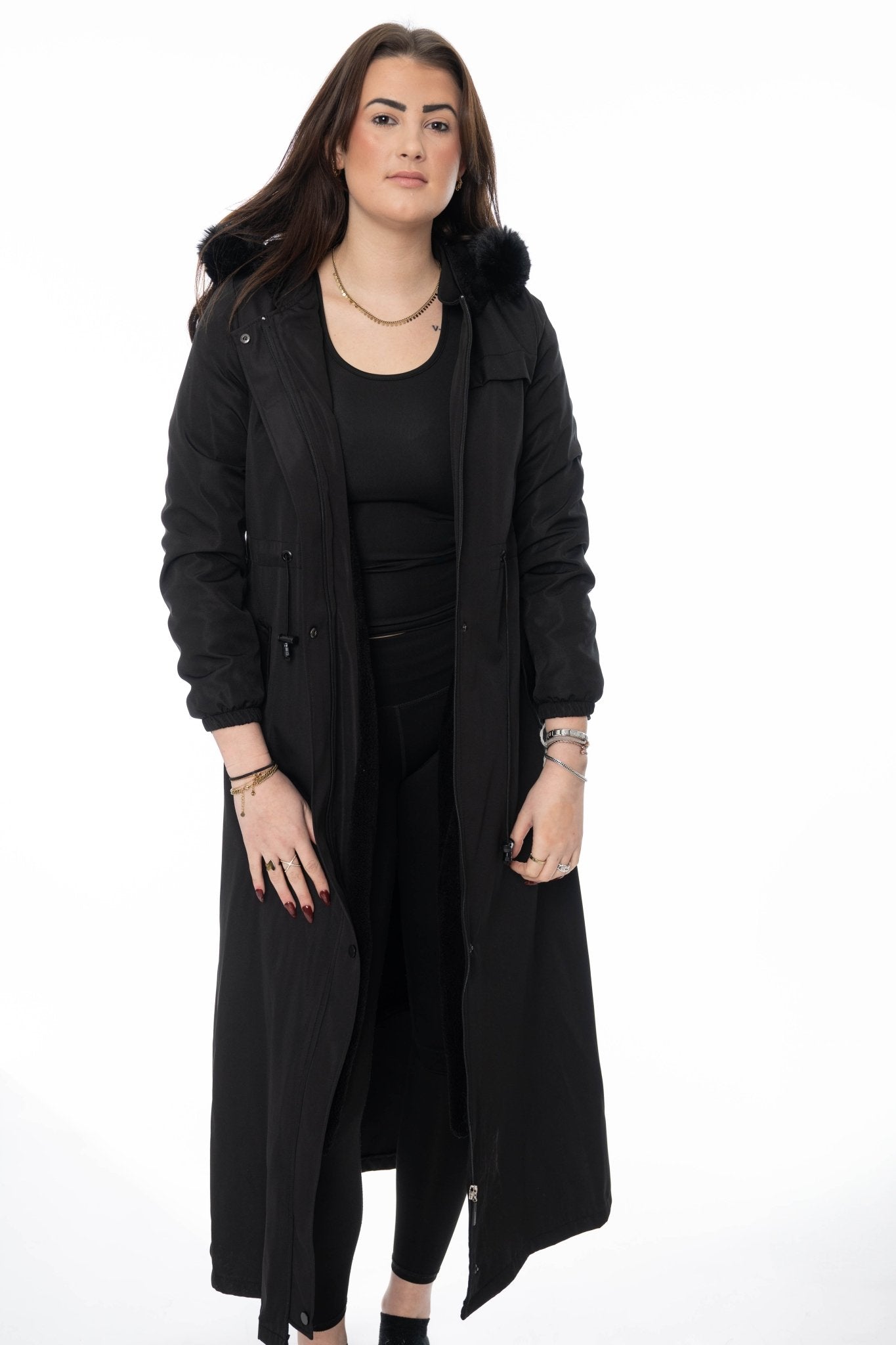 Lange Zwarte Parka Jas met Capuchon en Faux Fur – Dames - BlushFashionstore