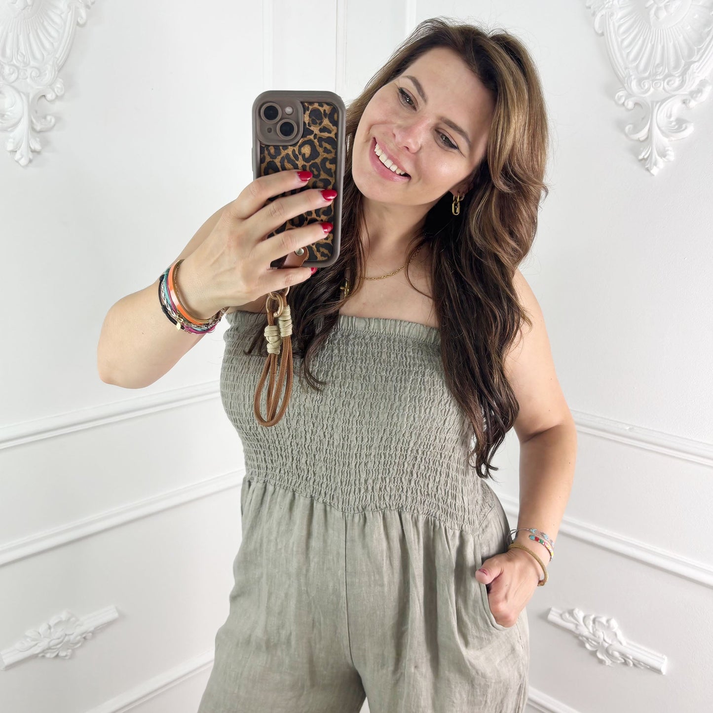 Linnen Jumpsuit Taupe - BlushFashionstore