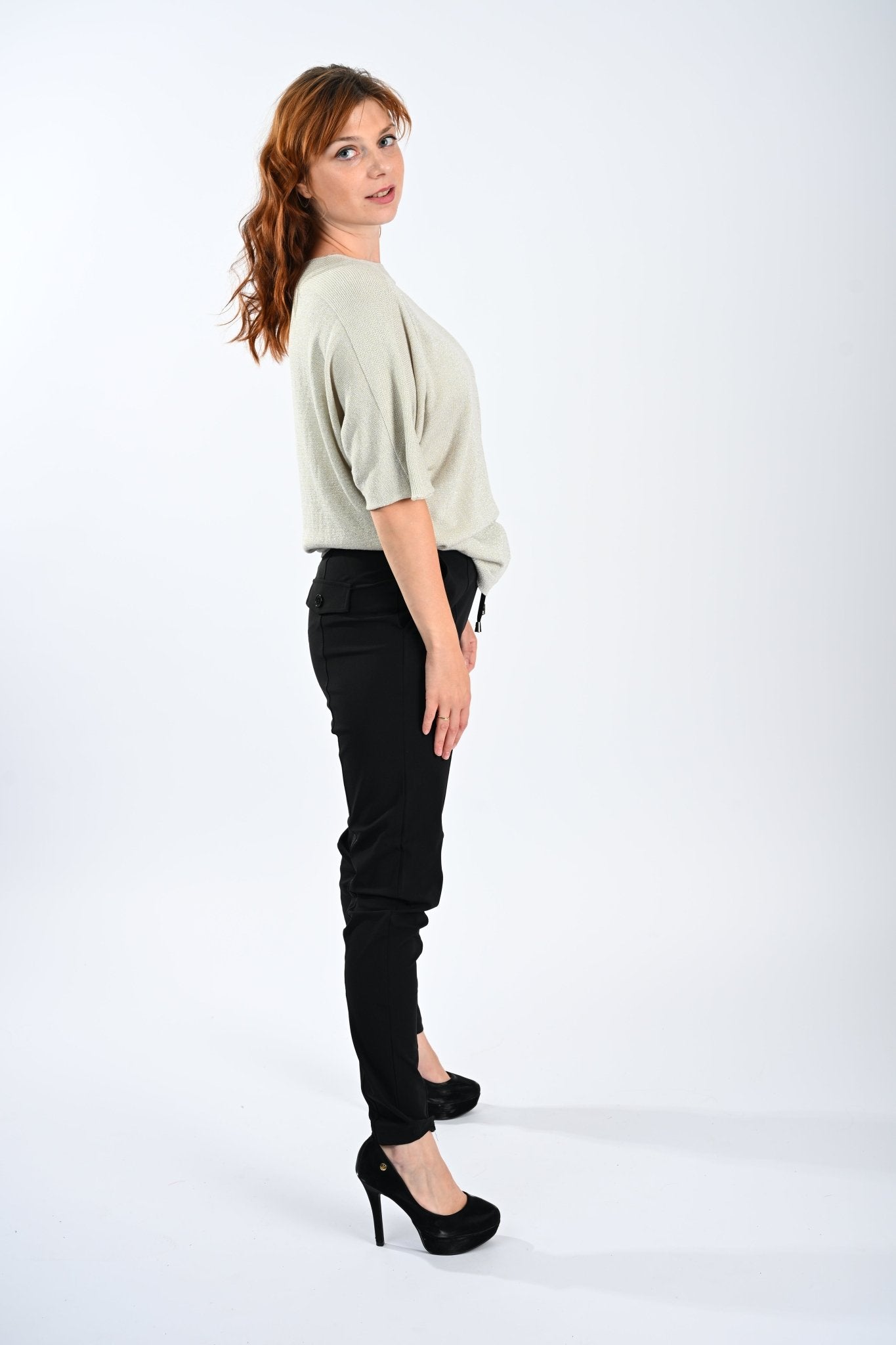 Lurex Knitted Top – Beige Glans - BlushFashionstore