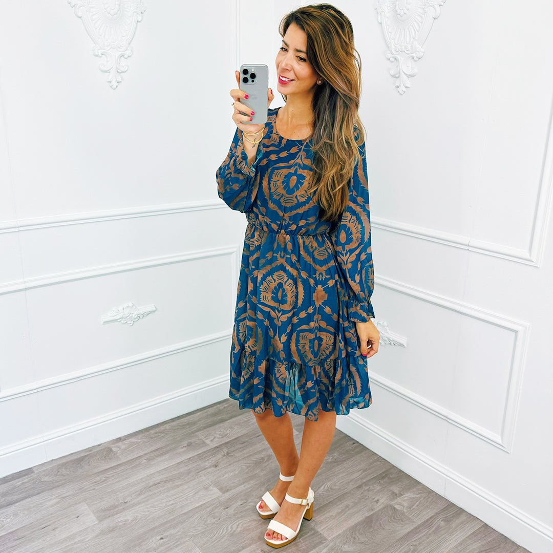 Maori Ruffel Jurk Blauw - BlushFashionstore