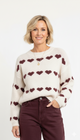 Bordeauxrode Crème Sweater met Hartjes