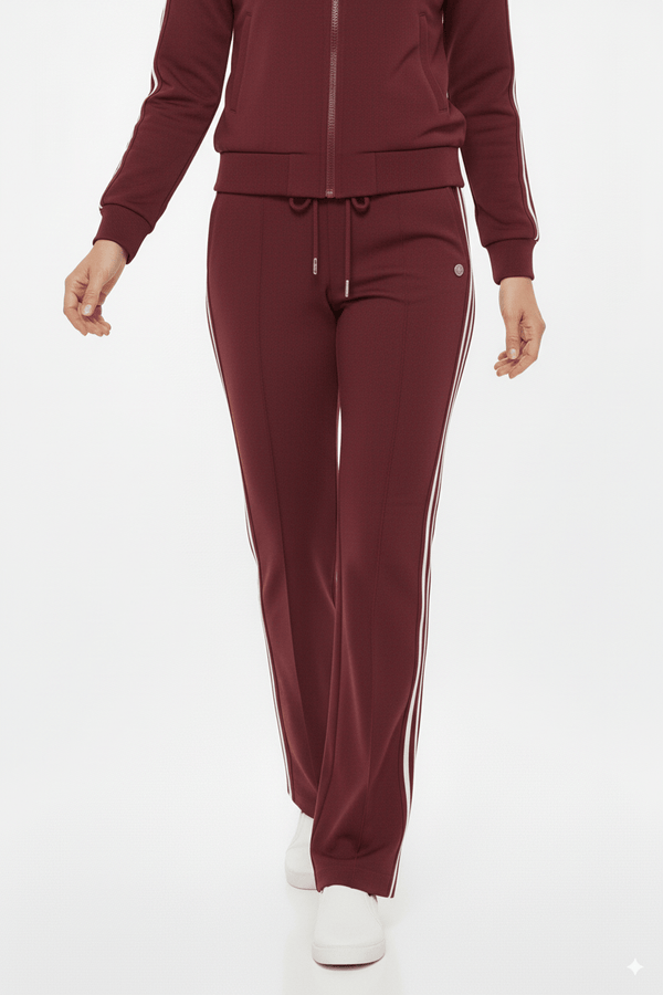 Mi Piace Bordeaux Trainingsbroek Dames – Sportieve Broek met Strepen - BlushFashionstore