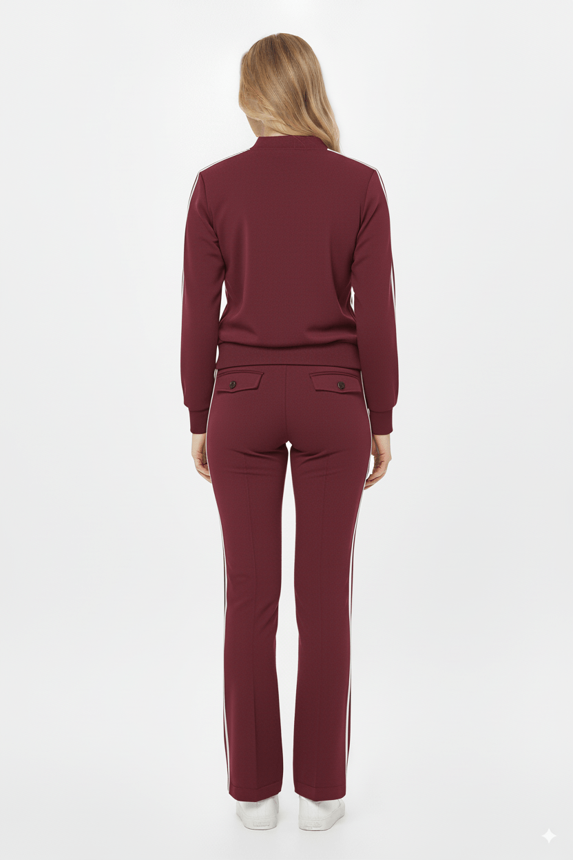 Mi Piace Bordeaux Trainingsbroek Dames – Sportieve Broek met Strepen - BlushFashionstore