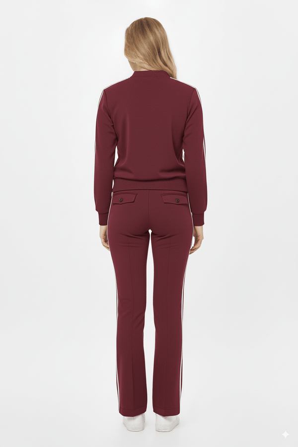 Mi Piace Bordeaux Trainingsbroek Dames – Sportieve Broek met Strepen - BlushFashionstore