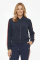 Mi Piace Donkerblauw Trainingsjack Dames – Sportief Bomberjack met Strepen - BlushFashionstore