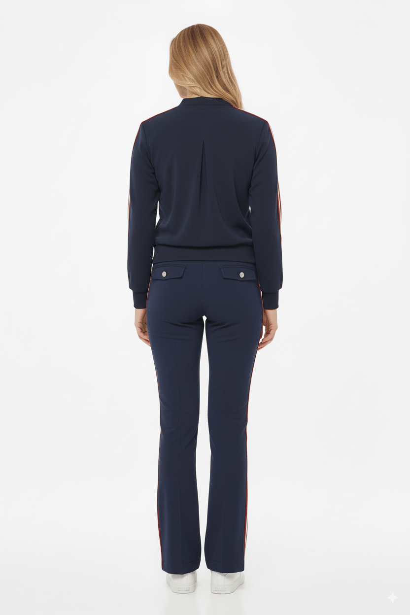Mi Piace Donkerblauwe Trainingsbroek Dames – Sportieve Broek met Strepen - BlushFashionstore