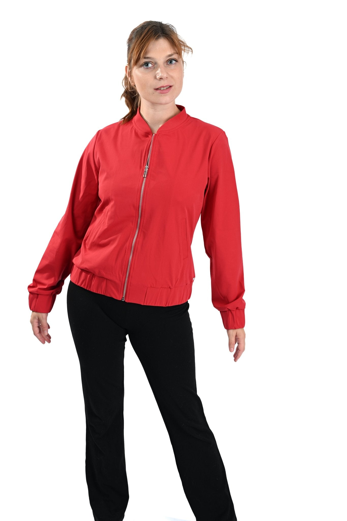 MI Piace Donkerrode Bomber Jacket – Stijlvolle Damesjas met Ritssluiting en Sportieve Look - BlushFashionstore