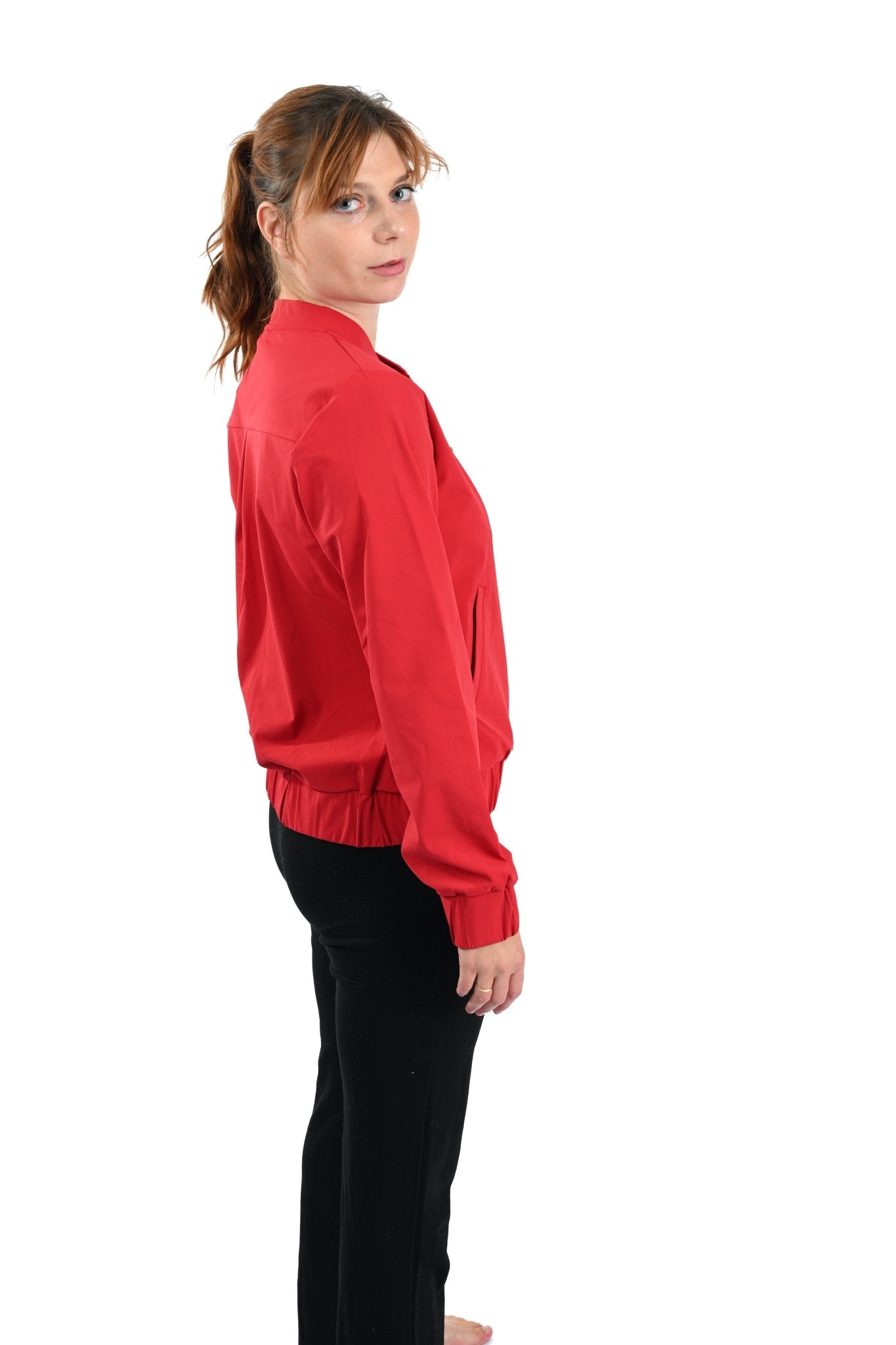 MI Piace Donkerrode Bomber Jacket – Stijlvolle Damesjas met Ritssluiting en Sportieve Look - BlushFashionstore